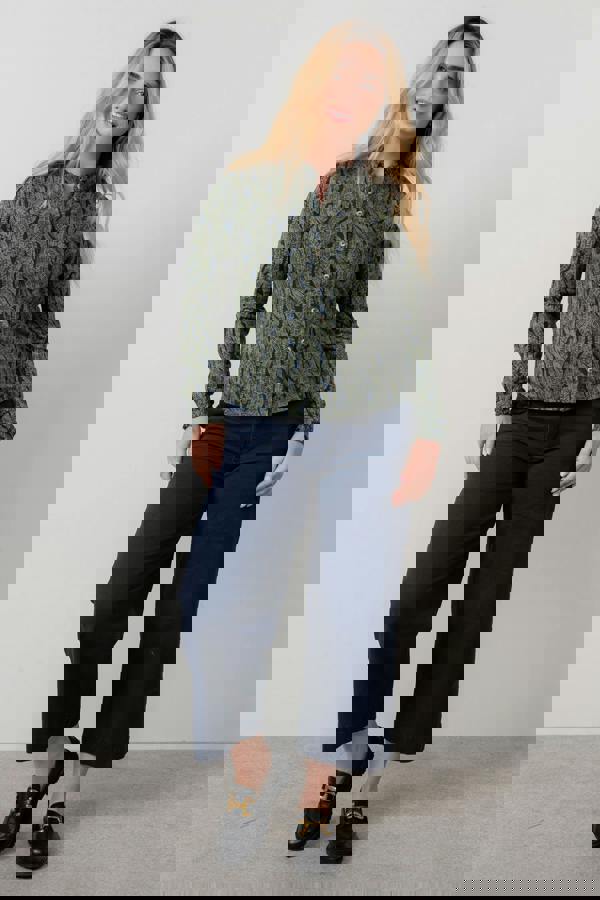 Lily & Me Hannah Organic Cotton Jersey Frill Shirt Navy