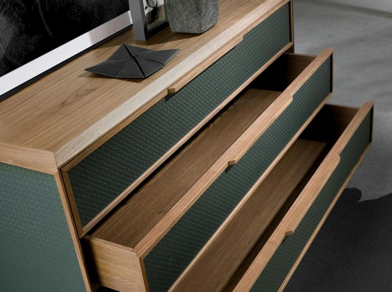 Angel Cerdá Dark green and walnut pvc chest of drawers 7150