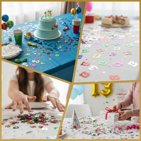 13th Birthday Multicolour Foil Confetti Pack for Party Table Decorations, 1 Pack to 4 Pack image 8