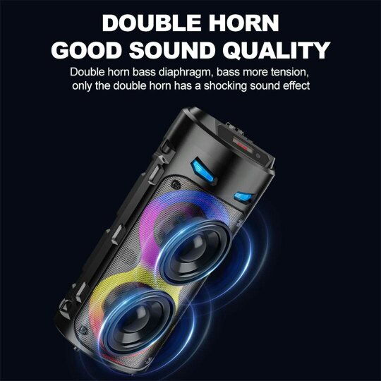 Havendro Portable Bluetooth Party Speaker Heavy Bass Subwoofer with Mic LED Light