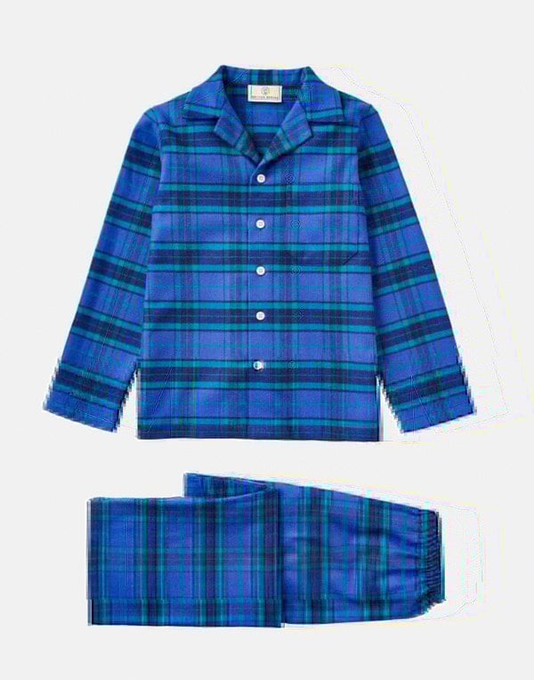 Children's Brushed Cotton Pyjama Set – Midnight Tartan - British Boxers