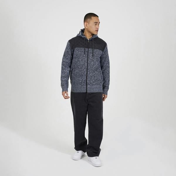 Brave Soul Black Full Zip Hoodie with Contrast Panel - Black Image 3