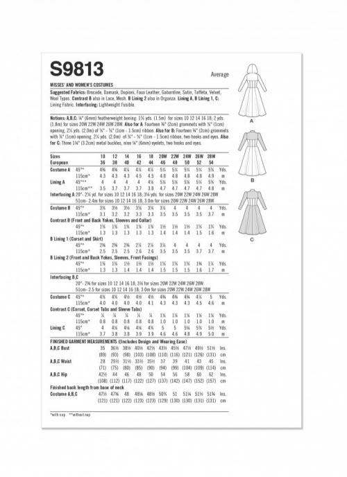 Simplicity Sewing Pattern 9813, Costumes for Women, AA (10-12-14-16-18) - Easy