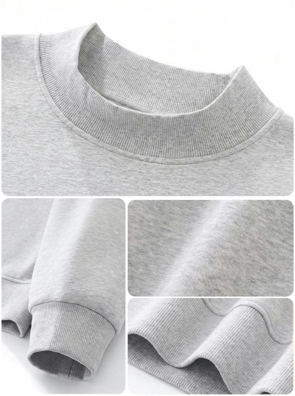 Anniou Heavyweight Fleece Mock Neck Pullover