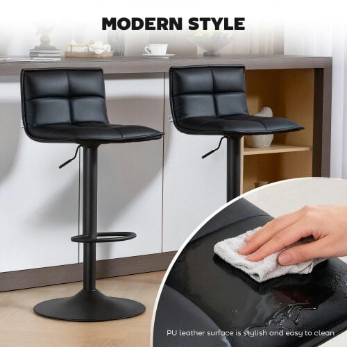 Wyld Haus Miha Set Of 2 Black Modern Faux Leather Bar Chairs