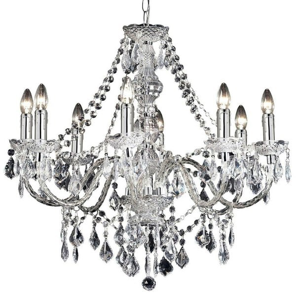 Ceiling Chandelier Pendant Light CHROME 8x Bulb Vintage Feature Lamp Holder Loops