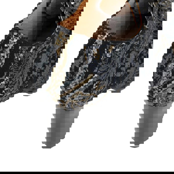 Embassy London Roulette - Black & Grey & Gold - Women's leather heeled oxford lace-up