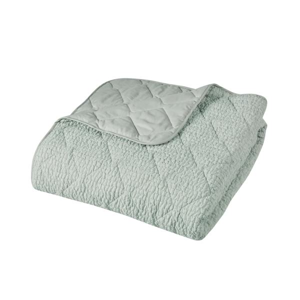 Catherine Lansfield Crinkle Seersucker Texture Bedspread Green