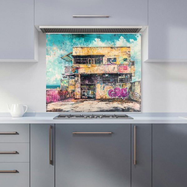 Warren Reed Urban Decay Seaside Graffiti Glass Kitchen Splashback - 00004