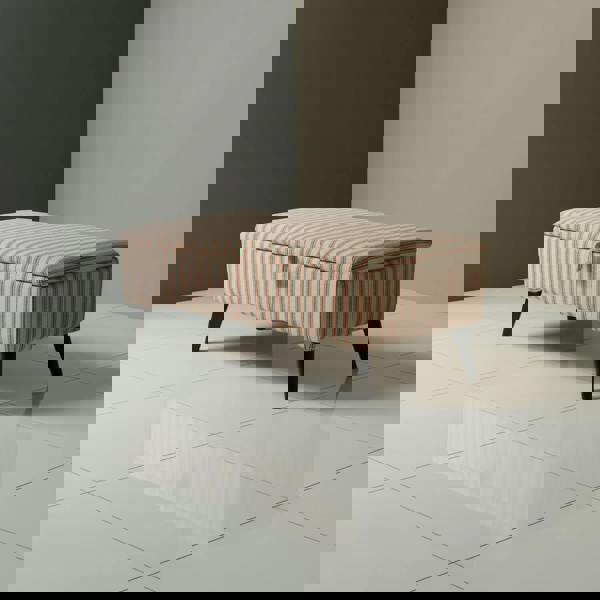 JF Linen Ticking Fabric Red upholstered storage ottoman bench UK home