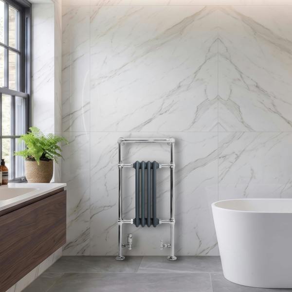 Monstershop Traditional Heated Towel Rail Radiator – 950mm x 480mm  – Anthracite Grey