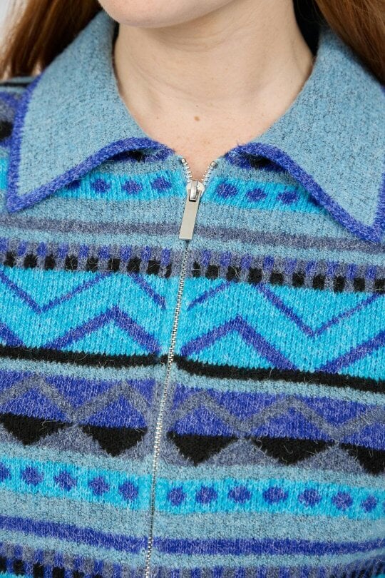 Mudflower Fair Isle Collared Knit Cardigan