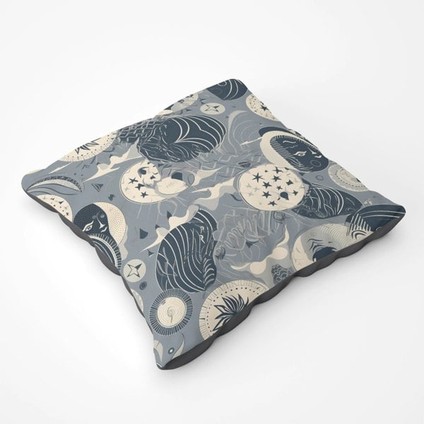 Warren Reed Abstract Moon And Stars Floor Cushion