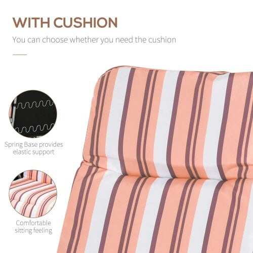Bobobiy Reclining Garden Chair Set of 2, 5-Level Adjustable Zero Gravity Chairs with Cushions, Orange Stripe