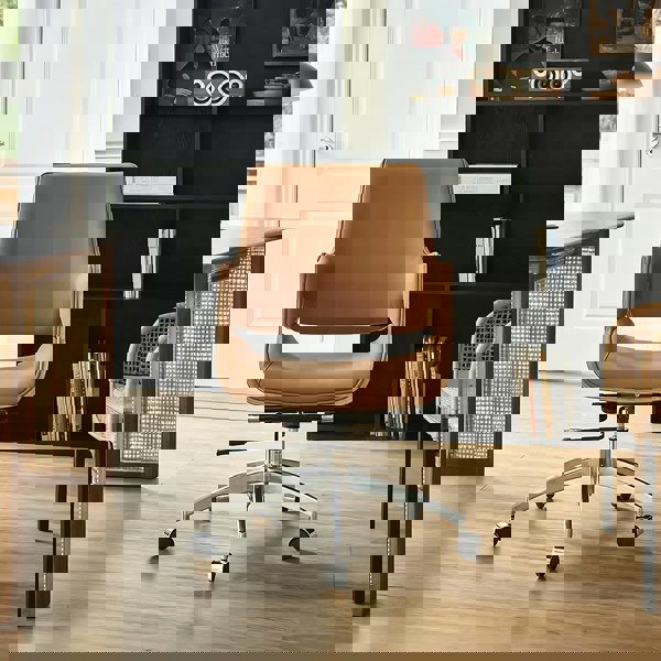 Drake Office Chair, Tan Leather, Reclining & Swivel-Weilai Concept-Weilai Concept