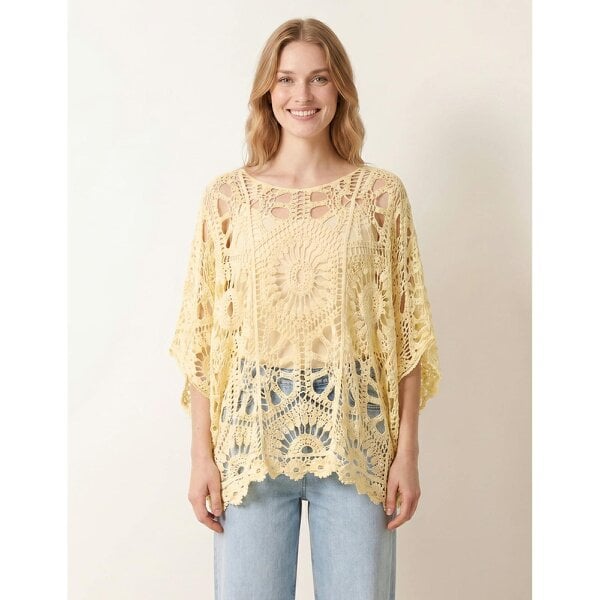 Blue Vanilla Crochet Detailed Kimono Top