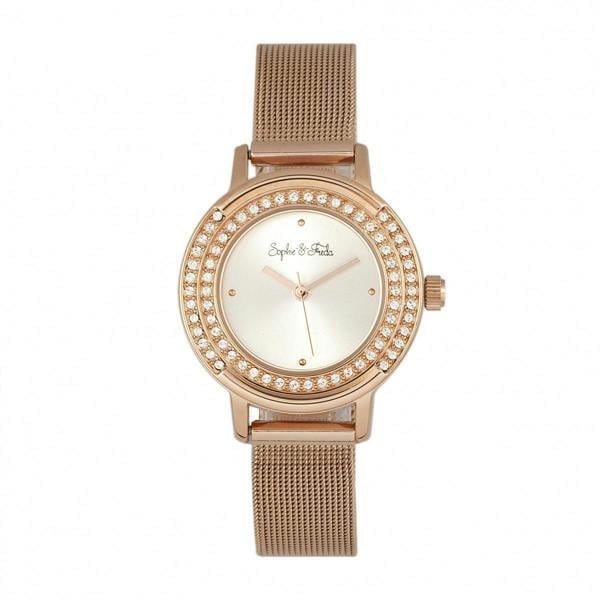 Sophie & Freda Cambridge Bracelet Watch w/Swarovski Crystals - Rose Gold - SAFSF4102
