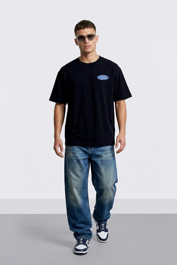 London Attitude Oversized  Vintage Motorsport Back Print T-Shirt