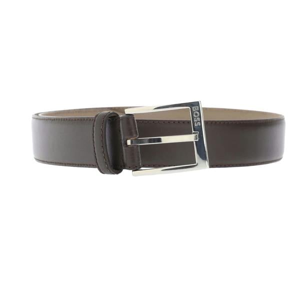 Boss Mens Ellotyo Logo Cow Leather Belt - Brown - 