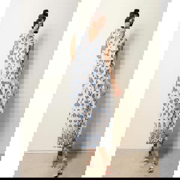 Blue Vanilla Floral Print A Line Dress