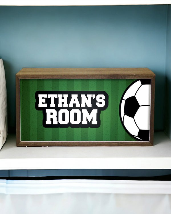 Personalised Football Light Box Sign, LED Sports Fan Room Decor