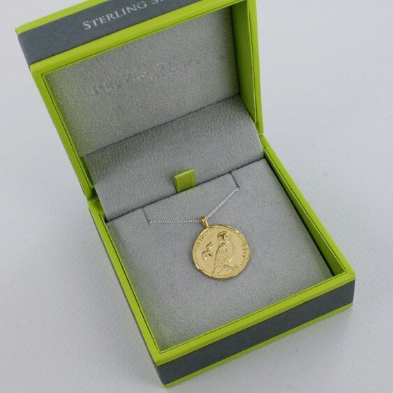 Reeves & Reeves Owl Coin Sterling Silver Necklace