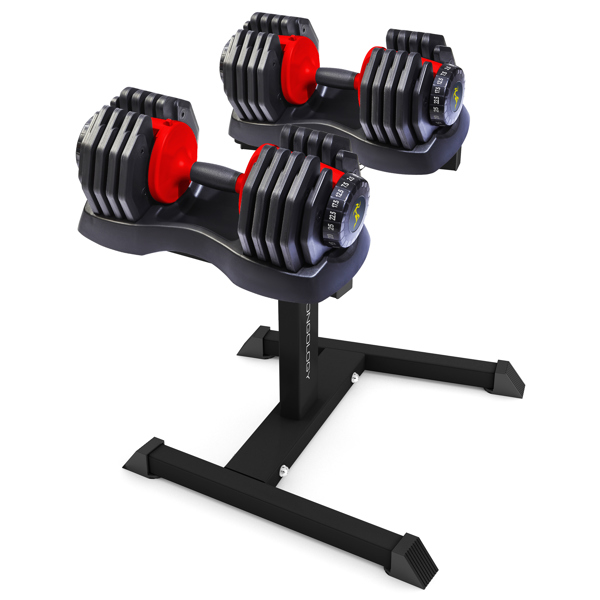 Strongology Urban25 Red Adjustable Dumbbell Pair with Free Durable Steel Adjustable Urban25 Dumbbell Floor Stand