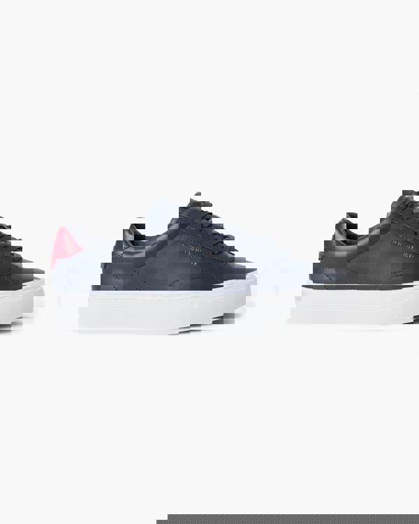 Tommy Hilfiger Premium Dress Nappa Leather Mens Cupsole Trainers - Desert Sky/Red