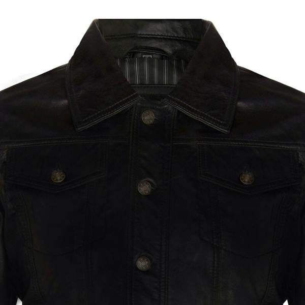 Infinity Leather Men’s Retro Leather Trucker Jacket-Constantine