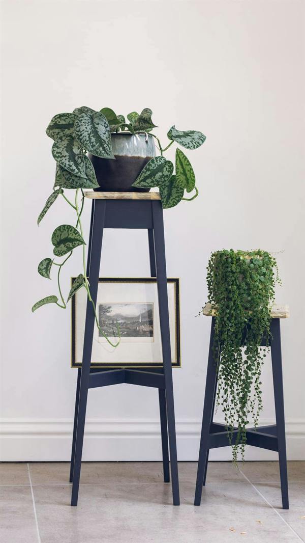Statement Furniture Florence Plant Stands Set of 2, Tall Small Wooden Plant Holders Assembled