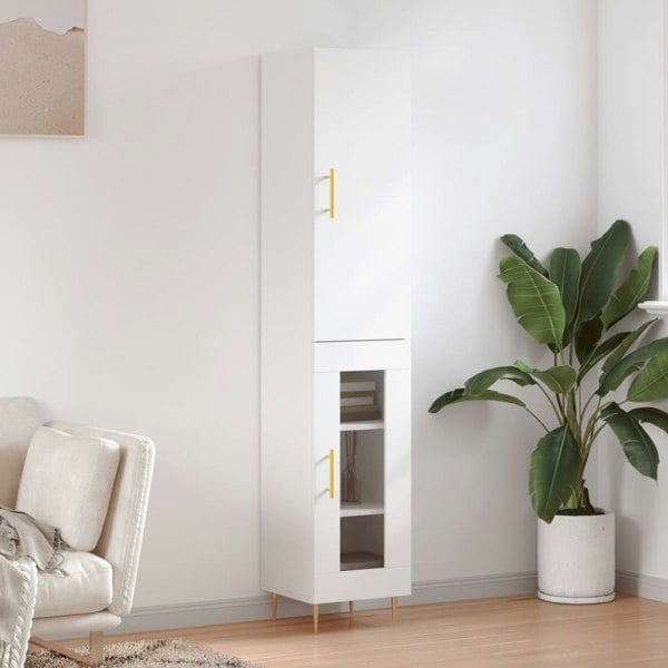 Berkfield Highboard White 34.5x34x180 cm Engineered Wood