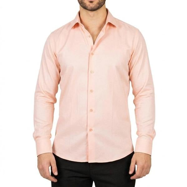 Men's Peach Double Cuff Oxford Shirt - TruClothing.com - 1