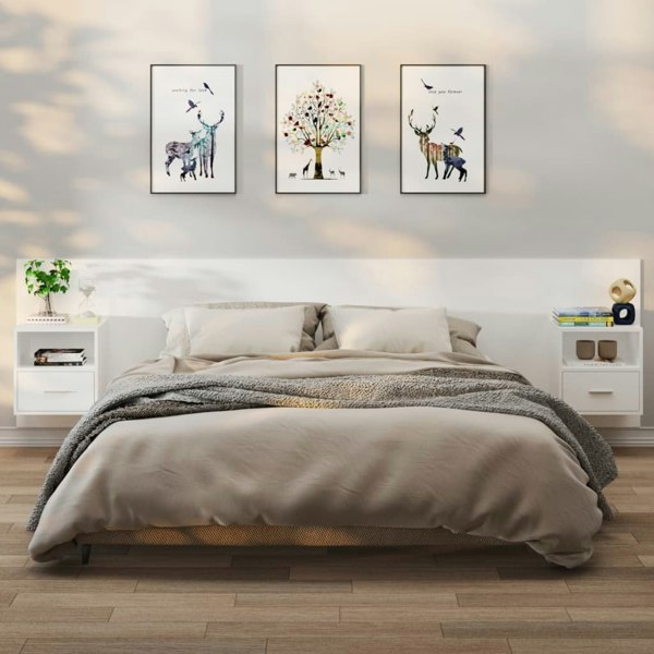 Berkfield Wall-mounted Bedside Cabinets 2 pcs White