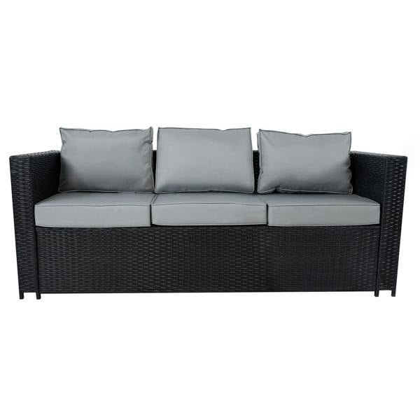 Jardi 8 Seater Rattan Furniture Set With Firepit – Black