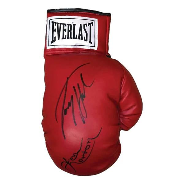 Unbranded Larry Holmes & Ken Norton dual signed boxing glove — Framed