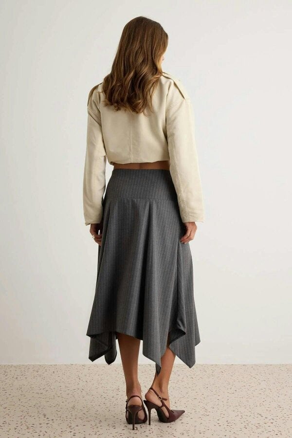 WOVCOR Asymmetric Midi Skirt
