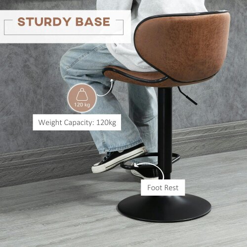 Wyld Haus Bama Microfiber Brown Adjustable Swivel Bar Stools Set Of 2 With Armless Design