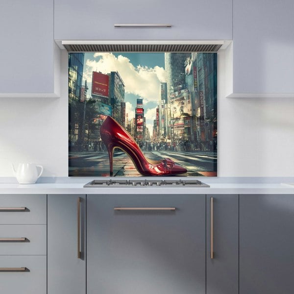 Warren Reed - Designer Red Stiletto in Urban Crosswalk Kitchen Splashback