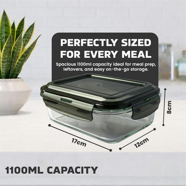 MANTRARAJ 1100ml Meal Prep Glass Containers with Lids Airtight Microwave & Dishwasher Safe Takeaway Containers