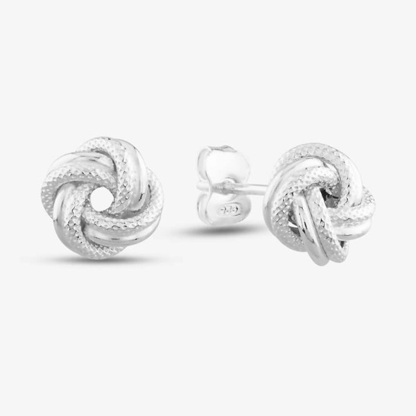 T. H. Baker Silver Textured Knot Stud Earrings 8-55-6429