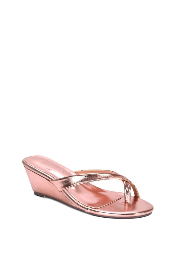 XY LONDON Mid Wedge Heel Sandal Mules With Toe Post