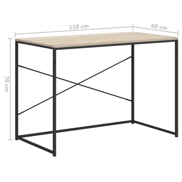 Berkfield Computer Desk Black and Oak 110x60x70 cm Engineered Wood