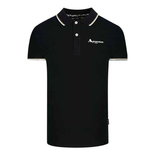 Aquascutum Unisex Adult London Tipped Polo Shirt - Black - 
