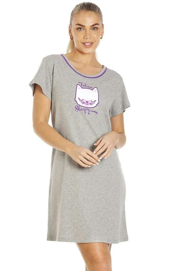 Womens Short Sleeve Pug & Cat Nightdresses