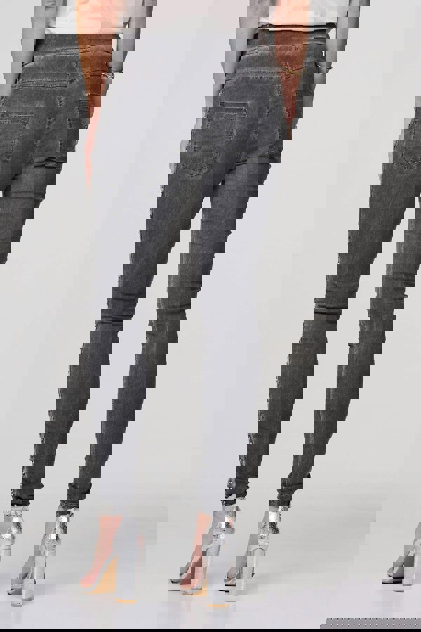 Dark Grey | Plain Skinny Tie Waist Trousers