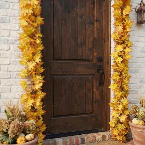 Garden Greatness 8ft Autumn Leaf Yellow Door Garland