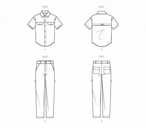 Know Me Sewing Pattern 2056, Shirts, Tops, Trousers for Men, AA (34-36-38-40-42) - Intermediate