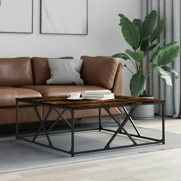 Berkfield Coffee Table Smoked Oak 100x100x40 cm Engineered Wood