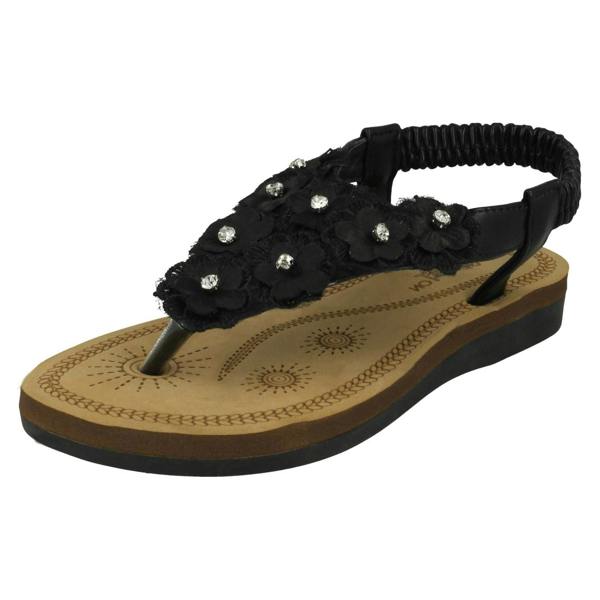 Spot On Girls Spot On Toepost Flower Trim Sandals