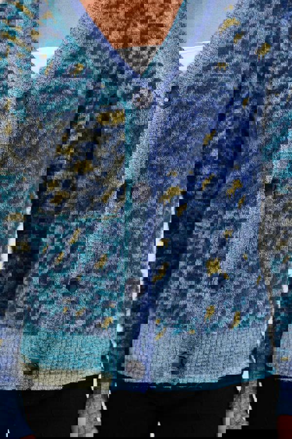 Fluffy Leopard Print Knit Cardigan